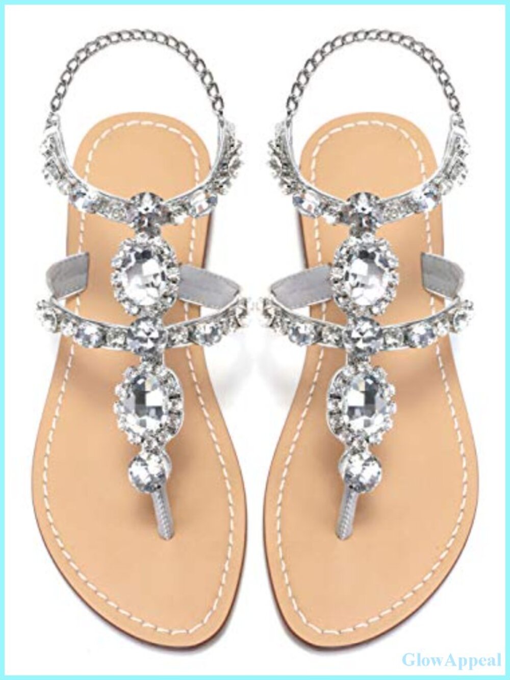 Rhinestone Gladiator Flat Wedding Sandals Leather Rubber Sole Open Toe Buckle